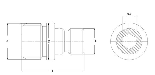 Nipplo di connessione maschio - con esagono interno